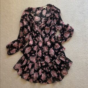 LoveShackFancy Black and Pink Floral Dress